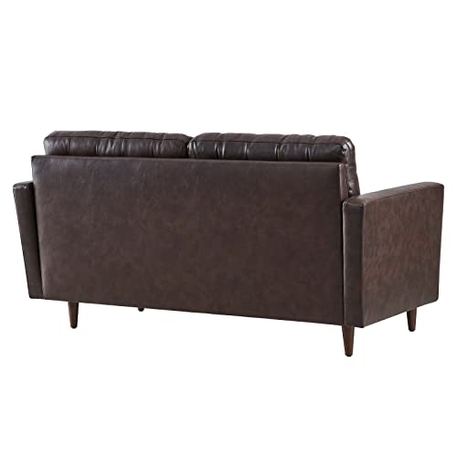 Modway Exalt Tufted Vegan Leather Loveseat, Brown