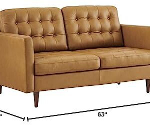 Modway Exalt Tufted Vegan Leather Loveseat, Tan