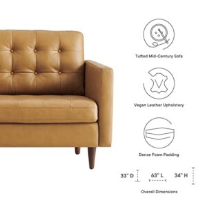 Modway Exalt Tufted Vegan Leather Loveseat, Tan