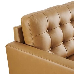 Modway Exalt Tufted Vegan Leather Loveseat, Tan