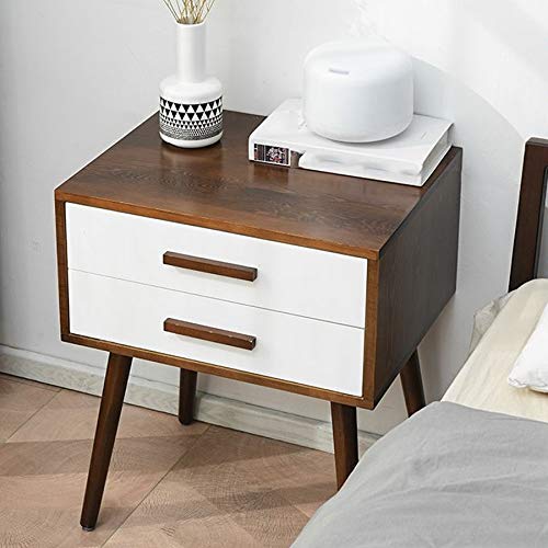 SJYDQ Retro Bedside Table Minimalist Bedside Table, Double Drawer Design Bedside Table