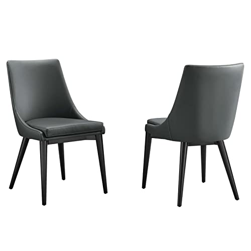 Modway Viscount Vegan Leather Dining Chair Set of 2, Grey