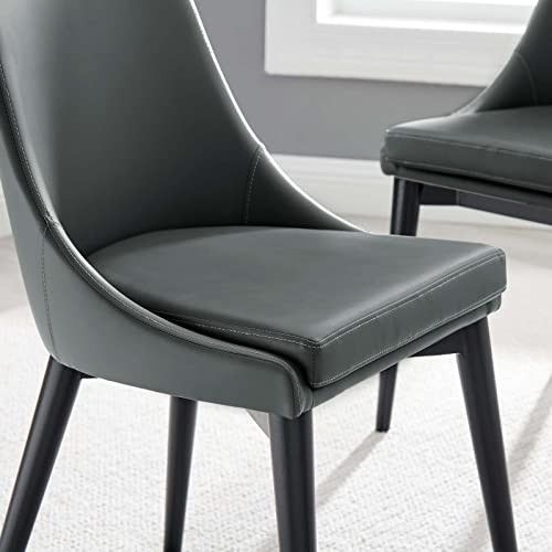 Modway Viscount Vegan Leather Dining Chair Set of 2, Grey