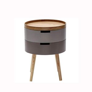 sjydq bedroom small simple bedside table round bedside table, side table double drawer bedside table