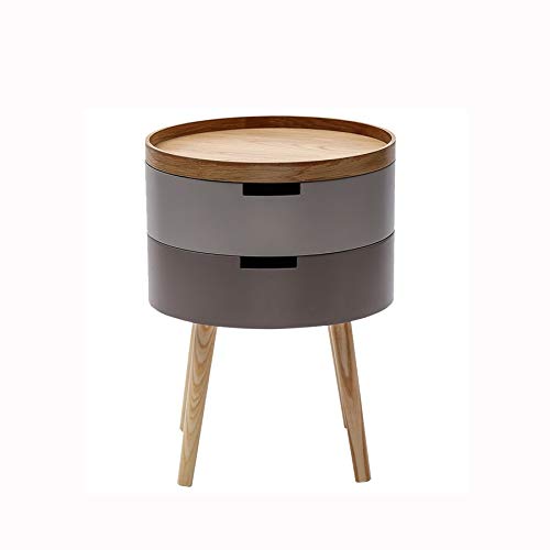 SJYDQ Bedroom Small Simple Bedside Table Round Bedside Table, Side Table Double Drawer Bedside Table