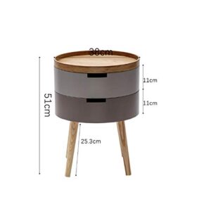 SJYDQ Bedroom Small Simple Bedside Table Round Bedside Table, Side Table Double Drawer Bedside Table