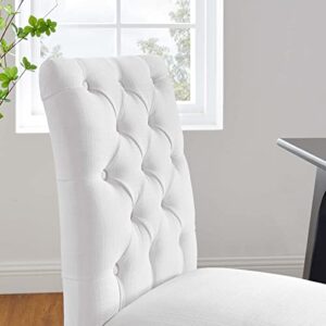 Modway Duchess Modern Tufted Button Upholstered Fabric Parsons Two Dining Chairs in White