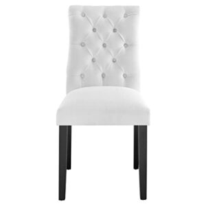 Modway Duchess Modern Tufted Button Upholstered Fabric Parsons Two Dining Chairs in White