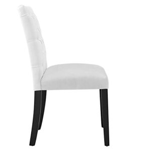 Modway Duchess Modern Tufted Button Upholstered Fabric Parsons Two Dining Chairs in White