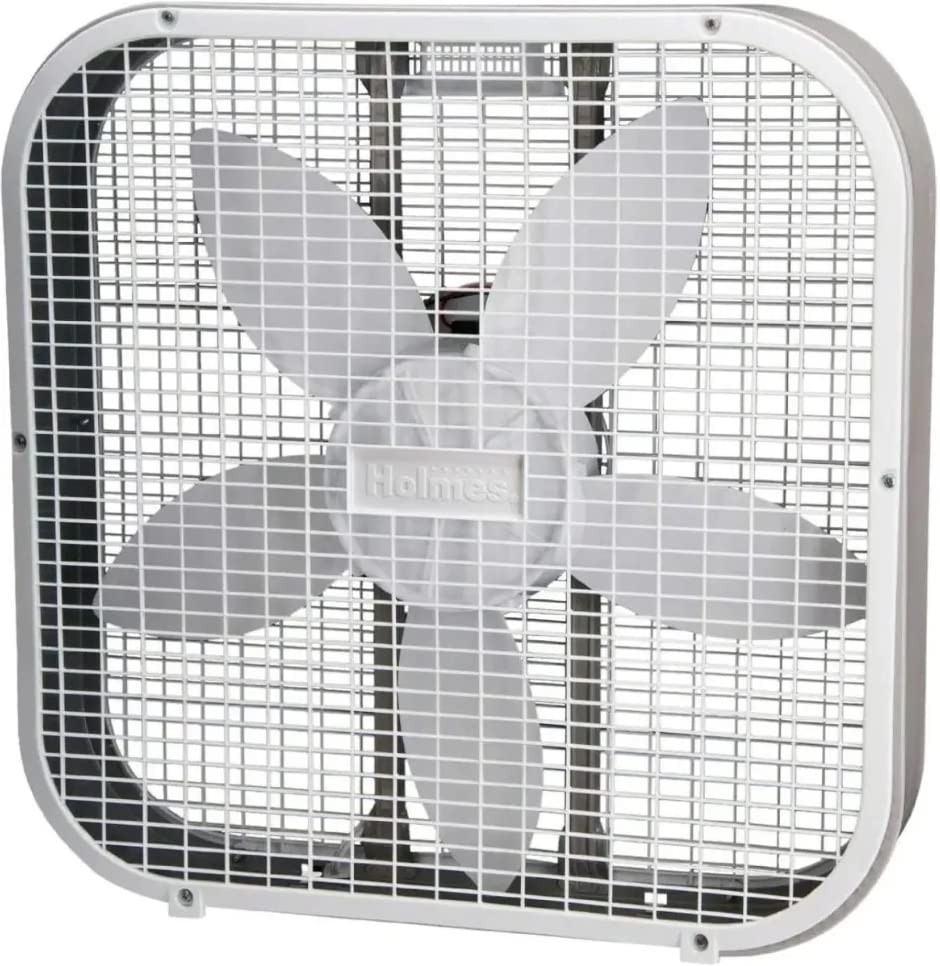 HOLMES 20-Inch Classic Box Fan with 3 Speeds (White) B20200 (Renewed)