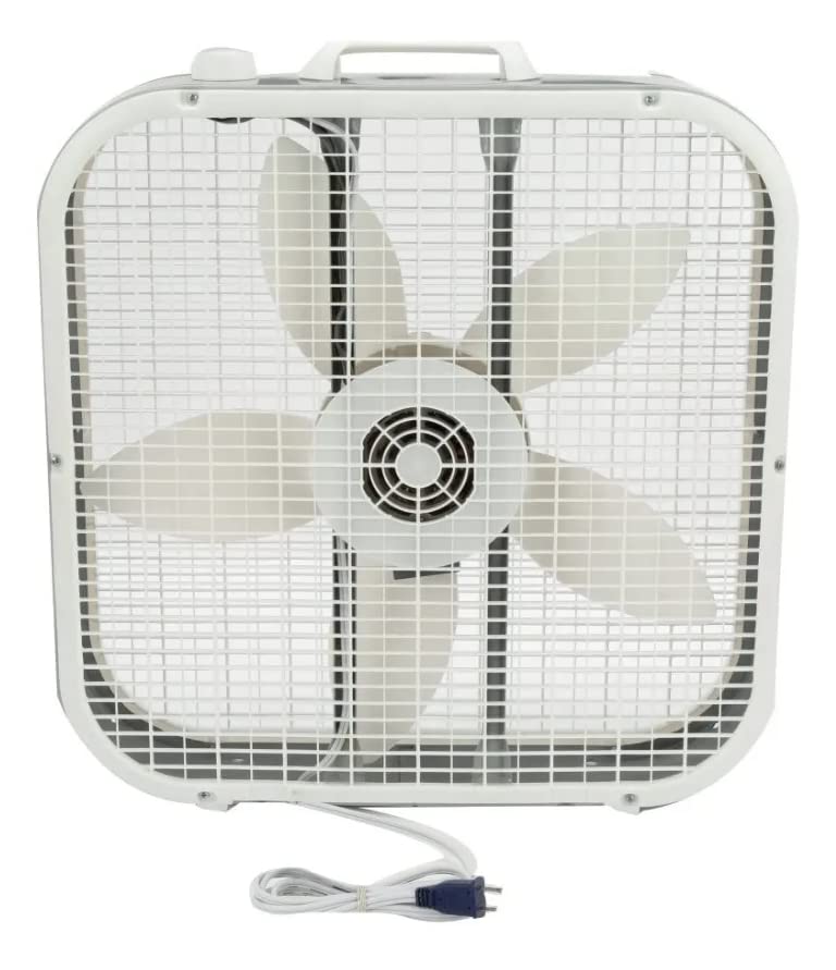 HOLMES 20-Inch Classic Box Fan with 3 Speeds (White) B20200 (Renewed)