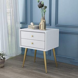 SJYDQ Nordic Solid Wood Bedside Table with Double Drawer Design Bedside Table, Coffee Table Bedroom Mini Bedside Table, White