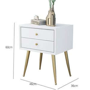 SJYDQ Nordic Solid Wood Bedside Table with Double Drawer Design Bedside Table, Coffee Table Bedroom Mini Bedside Table, White