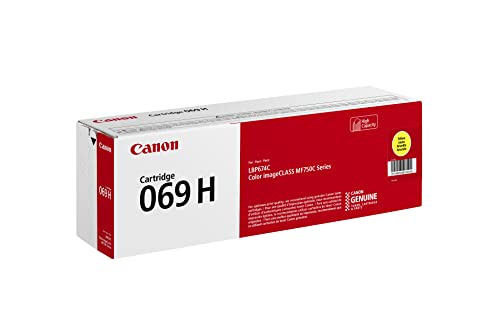 Canon 069 Yellow Toner Cartridge, High Capacity, Compatible to MF753Cdw, MF751Cdw and LBP674Cdw Printers