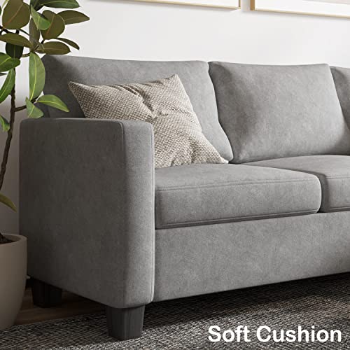 YESHOMY Convertible Sectional Sofa with Comfortable Backrest,L-Shaped Couch with Modern Cotton Fabric for Living Room, Gray