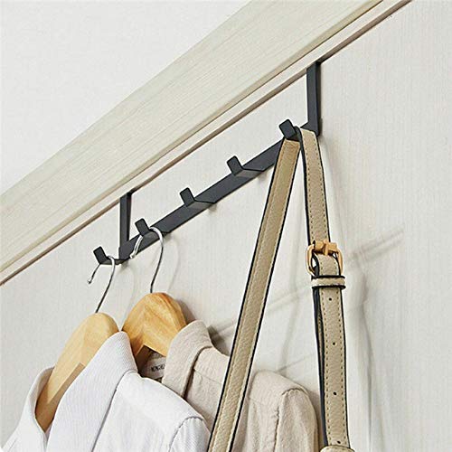 SLSFJLKJ Iron Door Hook Over The Door 5 Hooks Punch Free Home Bathroom Organizer Rack Clothes Coat Hat Towel Hanger Holder Wall ( Color : E )