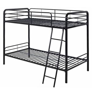 Better Home Products Twin Over Twin Metal Bunk Bed in Black