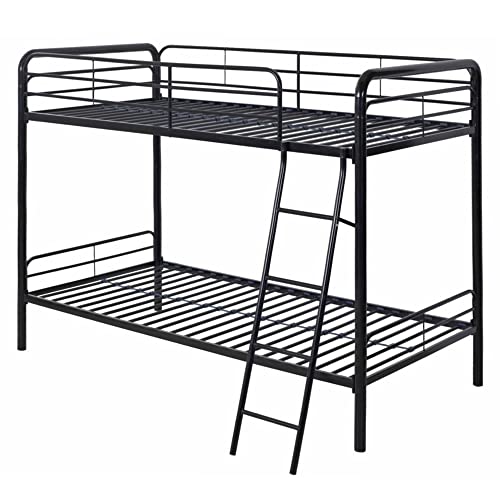 Better Home Products Twin Over Twin Metal Bunk Bed in Black