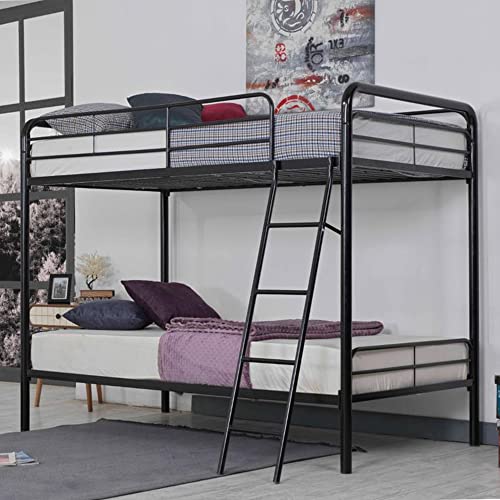 Better Home Products Twin Over Twin Metal Bunk Bed in Black