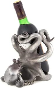 octopus wine holder figurine countertop bar decor octopus sculpture single wine holder (sliver)