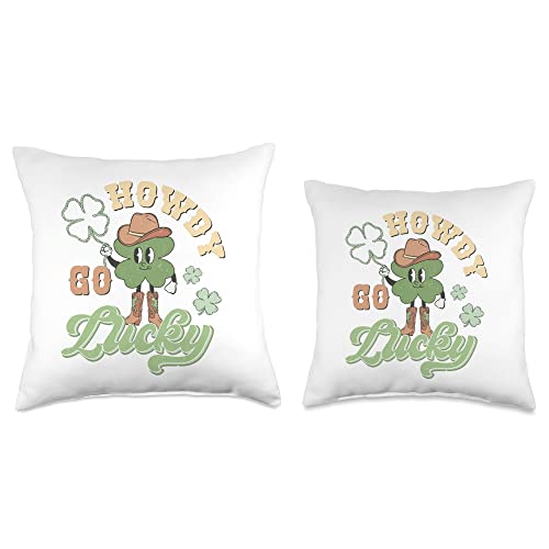 2023 St Patrick's Day Apparel Clothing Western Patrick's Day Cute St Pattys Clover Country Music Throw Pillow, 16x16, Multicolor