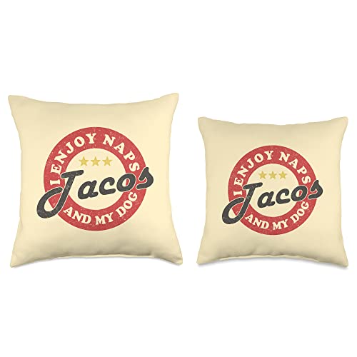 Funny Tacos Tees For Mexican Food Lover Funny Tacos Naps Dogs, Mexican Foodie Throw Pillow, 16x16, Multicolor