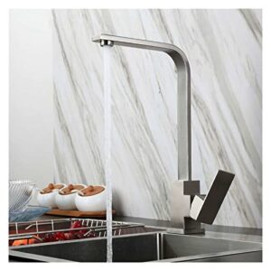 360 degree rotation matte black kitchen faucets deck mounted hot and cold water mixer spout single handle water taps ( color : brushed nickel )