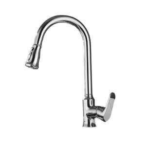 JEMITA Brushed Nickel Kitchen Faucet Single Hole Pull Out Spout Kitchen Sink Mixer Tap Stream Sprayer Head Chrome/Black Mixer Tap (Color : Black)