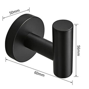 EYHLKM 2 PCS Black Robe Hook Stainless Steel Bathroom Single Bath Towel Hook Clothes Hanger Wall Mounted, Matte Black