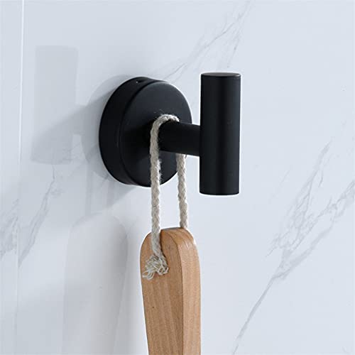 EYHLKM 2 PCS Black Robe Hook Stainless Steel Bathroom Single Bath Towel Hook Clothes Hanger Wall Mounted, Matte Black