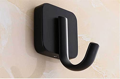 EYHLKM 1 Pcs Stainless Steel Towel Hook Black Matted Kitchen Clothes Hanger Hook Wall Mounted Towel Hooks for Bathrooms Robe Hook Black