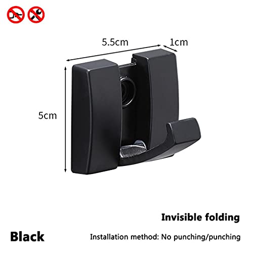 EYHLKM Coat Hooks for Wall Solid Aluminum Heavy Duty Conceal Folding Coat Hat Scarf Bag Towel Key Hook Retractable Black Single Hook ( Color : D , Size : As The Picture Shows )