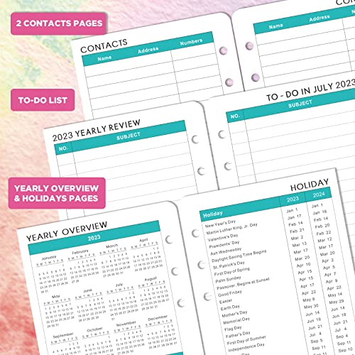 2023-2024 Planner Refills - Planner Refills 2023-2024, 2023-2024 Weekly & Monthly Planner Refills, A6 Planner Inserts, 3.75 x 6.75 inch, 6 Holes, 2023-2024 Planner Inserts from Jul.2023-Jun.2024, A6 Planner Refills - Watercolor Ink