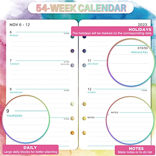 2023-2024 Planner Refills - Planner Refills 2023-2024, 2023-2024 Weekly & Monthly Planner Refills, A6 Planner Inserts, 3.75 x 6.75 inch, 6 Holes, 2023-2024 Planner Inserts from Jul.2023-Jun.2024, A6 Planner Refills - Watercolor Ink