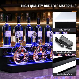 YITAHOME LED Lighted Liquor Bottle Display Shelf Supports USB & Power Bank, 3-Step 40-inch Bar Liquor Alcohol Shelf for Home Decoration Counter Party, Acrylic Whiskey Rack Stand with Remote & App Control