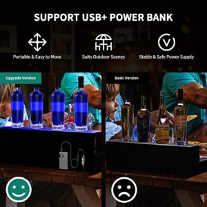 YITAHOME LED Lighted Liquor Bottle Display Shelf Supports USB & Power Bank, 3-Step 40-inch Bar Liquor Alcohol Shelf for Home Decoration Counter Party, Acrylic Whiskey Rack Stand with Remote & App Control