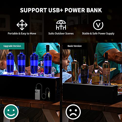 YITAHOME LED Lighted Liquor Bottle Display Shelf Supports USB & Power Bank, 3-Step 40-inch Bar Liquor Alcohol Shelf for Home Decoration Counter Party, Acrylic Whiskey Rack Stand with Remote & App Control