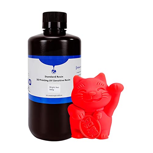 Photopolymer Resin, 3D Printer Resin High Toughness 405nm Wavelengh Quick Curing Better Effect 500g LCD DLP for Model(Red)