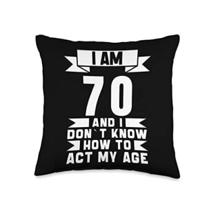 funny 70 year old birthday gifts men women 70th birthday years vintage men women retro 70 yr old throw pillow, 16x16, multicolor