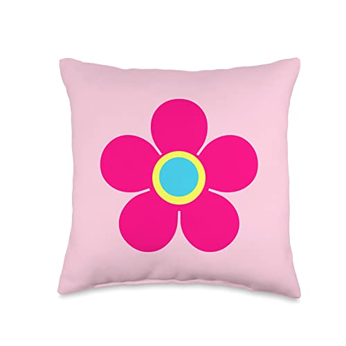 Bimbo Aesthetic Y2K Pink Mcbling Trashy 2000s Bimbo Aesthetic Cyber Y2K Flower Cute Babygirl Mcbling 2000s Throw Pillow, 16x16, Multicolor