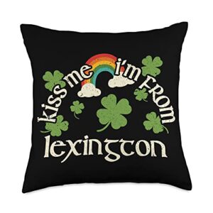 usa lexington gift for st. patty's day kiss me shamrock-us city st. patrick's day lexington throw pillow, 18x18, multicolor