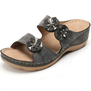 jmmslmax wedge sandals for women low heel,women comfy platform toe ring wedge sandals summer beach travel shoes