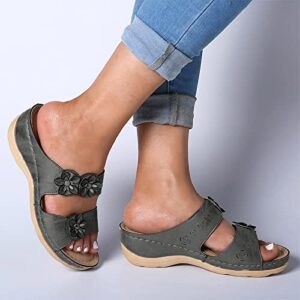 JMMSlmax Wedge Sandals for Women Low Heel,Women Comfy Platform Toe Ring Wedge Sandals Summer Beach Travel Shoes