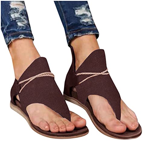 JMMSlmax Platform Wedge Sandals Women Fashion Summer Walking Flat Sandals Flip Flop Vintage T Strap Comfy Sandals Shoes