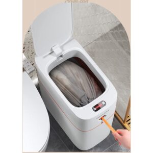 N/A Electronic Automatic Trash Can Automatic Packaging 13L Household Toilet Bathroom Waste Garbage Bin Smart Sensor Trash Can