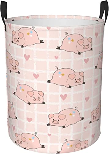 Cute Cartoon Bee and Flower Collapsible Laundry Basket with Handle Waterproof Hamper Storage Organizer Large Bins for Dirty Clothes Medium