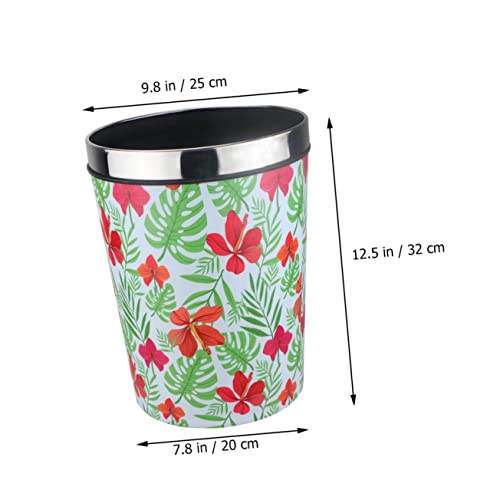 COLLBATH Outdoor Trashcan Pattern Office Sixth Storage Can Simple Paper Desk Plastic Shop Mixed Basket Organizer Waste Trash Uncovered Garbage Kitchen Home for Bedroom Color Bin Desktop