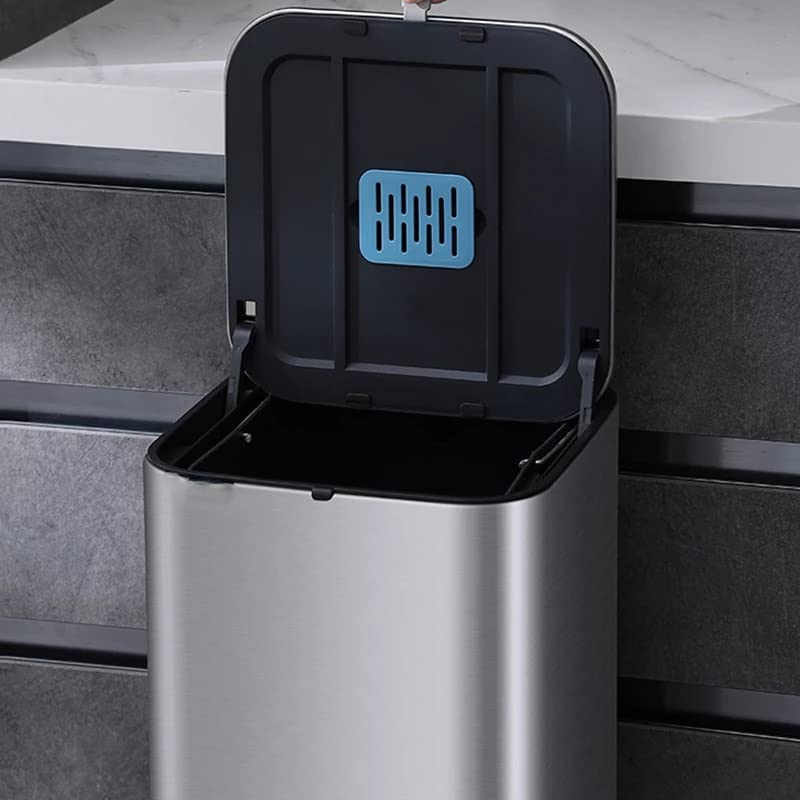 DOUBA Metal Trash Can Big Organizer Stainless Steel Garbage Bin Recycling Storage Household Utilities