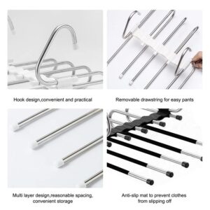IULJH 5 in 1 Pant Hanger for Clothes Organizer Multifunction Shelves Closet Storage Organizer Stainless Steel Trouser Hangers