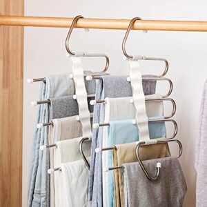 IULJH 5 in 1 Pant Hanger for Clothes Organizer Multifunction Shelves Closet Storage Organizer Stainless Steel Trouser Hangers